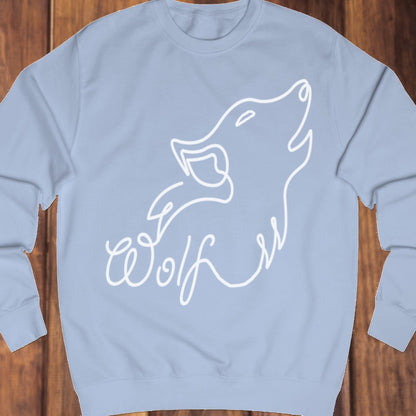 Huilende wolf lijntekening wit sweatshirt