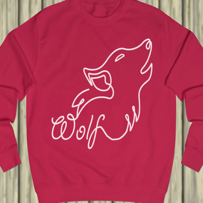 Huilende wolf lijntekening wit sweatshirt