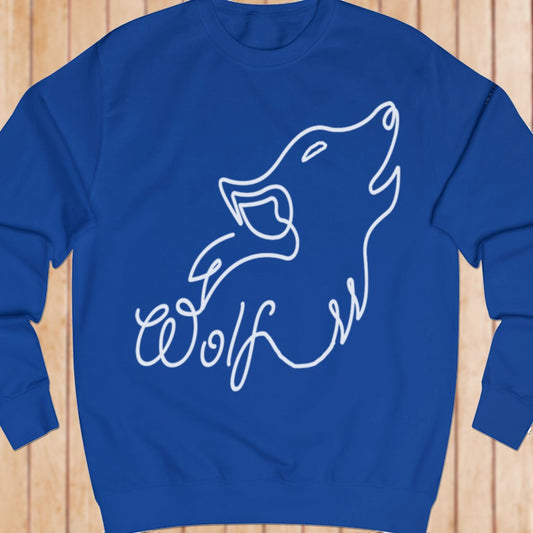 Huilende wolf lijntekening wit sweatshirt