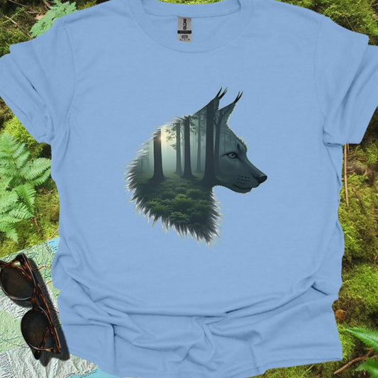Lynx double exposition forêt  T-shirt tendance 
