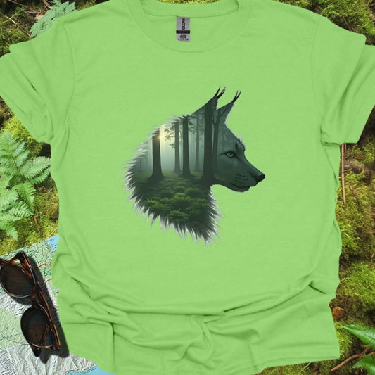 Lynx double exposition forêt  T-shirt tendance 