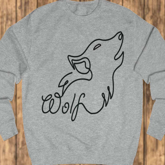 Howling wolf line drawing black sweatshirt