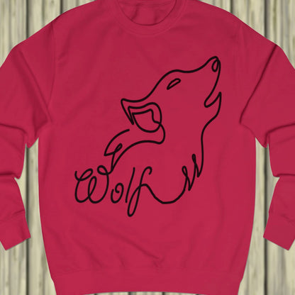 Howling wolf line drawing black sweatshirt