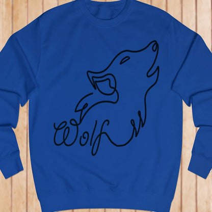 Howling wolf line drawing black sweatshirt
