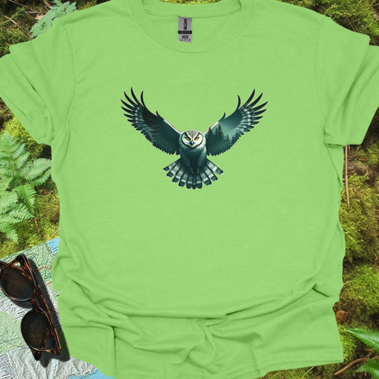 Chouette volante double exposition T-shirt tendance