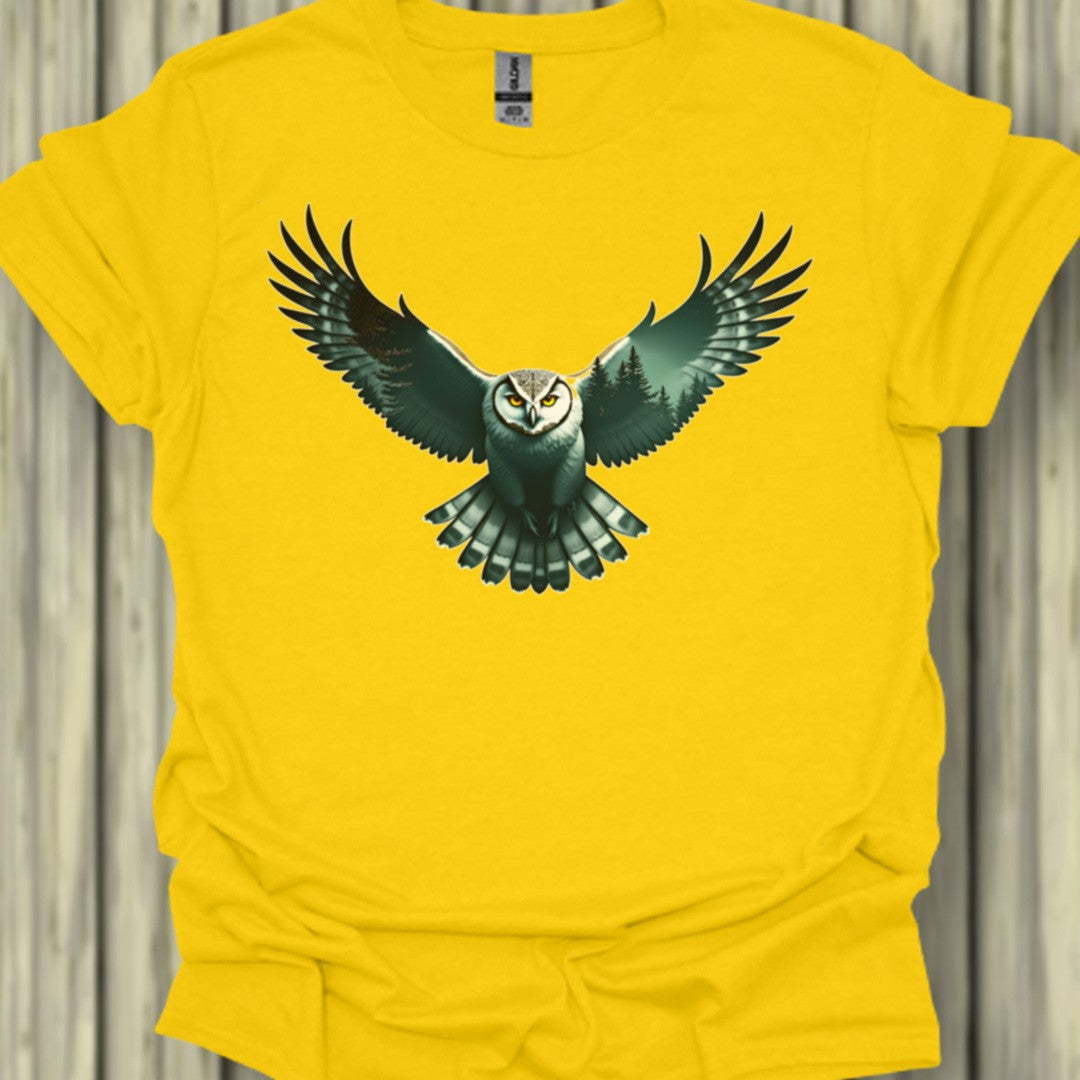 Chouette volante double exposition T-shirt tendance