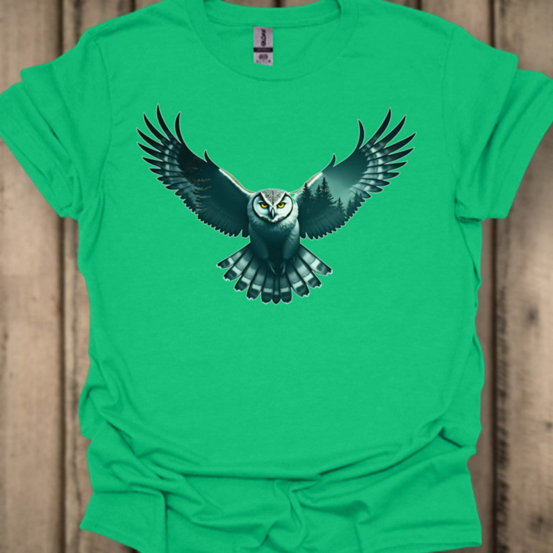 Chouette volante double exposition T-shirt tendance