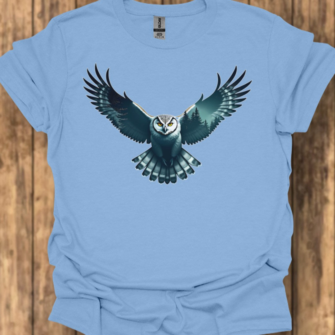 Chouette volante double exposition T-shirt tendance