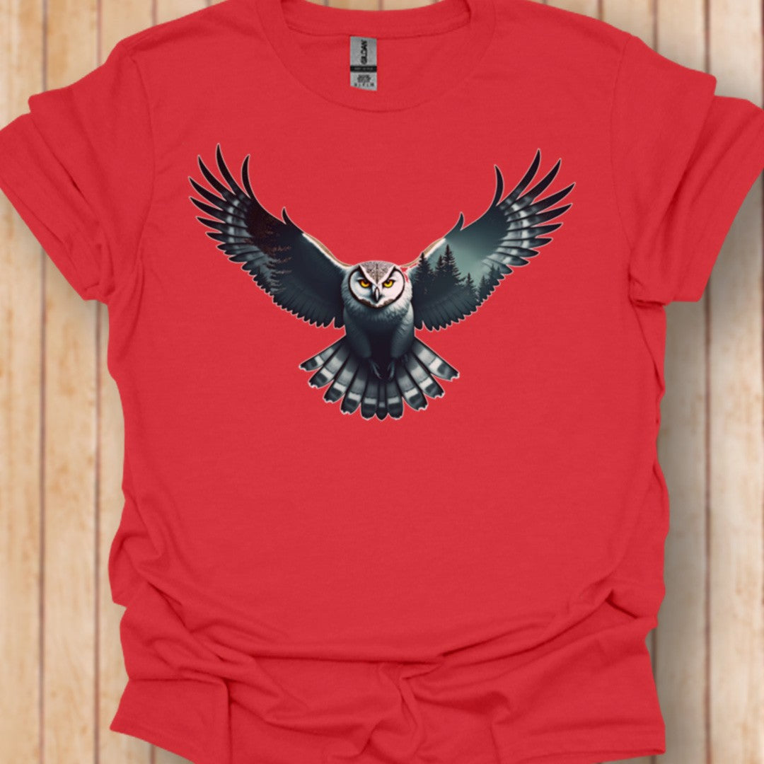 Chouette volante double exposition T-shirt tendance
