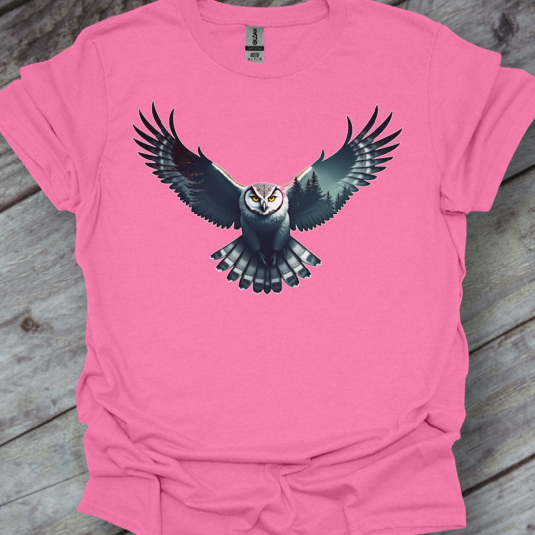 Chouette volante double exposition T-shirt tendance
