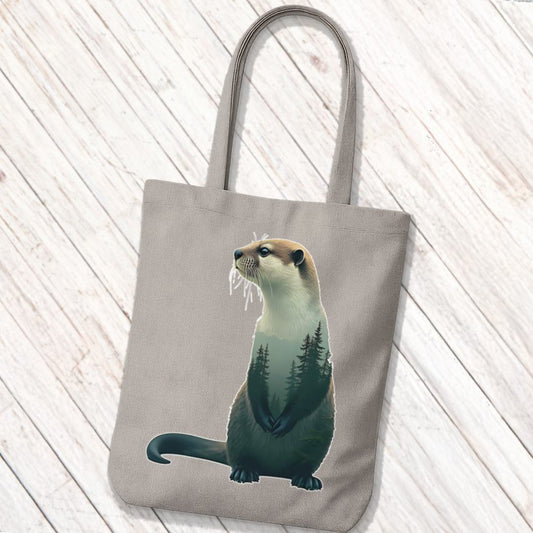 Tote Bag Otter Double Exposure
