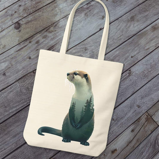 Tote Bag Otter Double Exposure