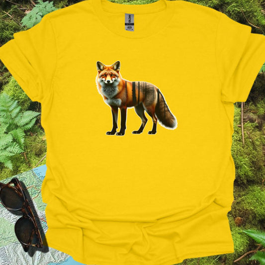 Renard debout double exposition T-shirt tendance 
