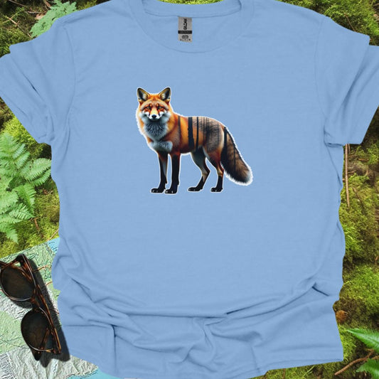 Renard debout double exposition T-shirt tendance 