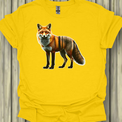 Renard debout double exposition T-shirt tendance 