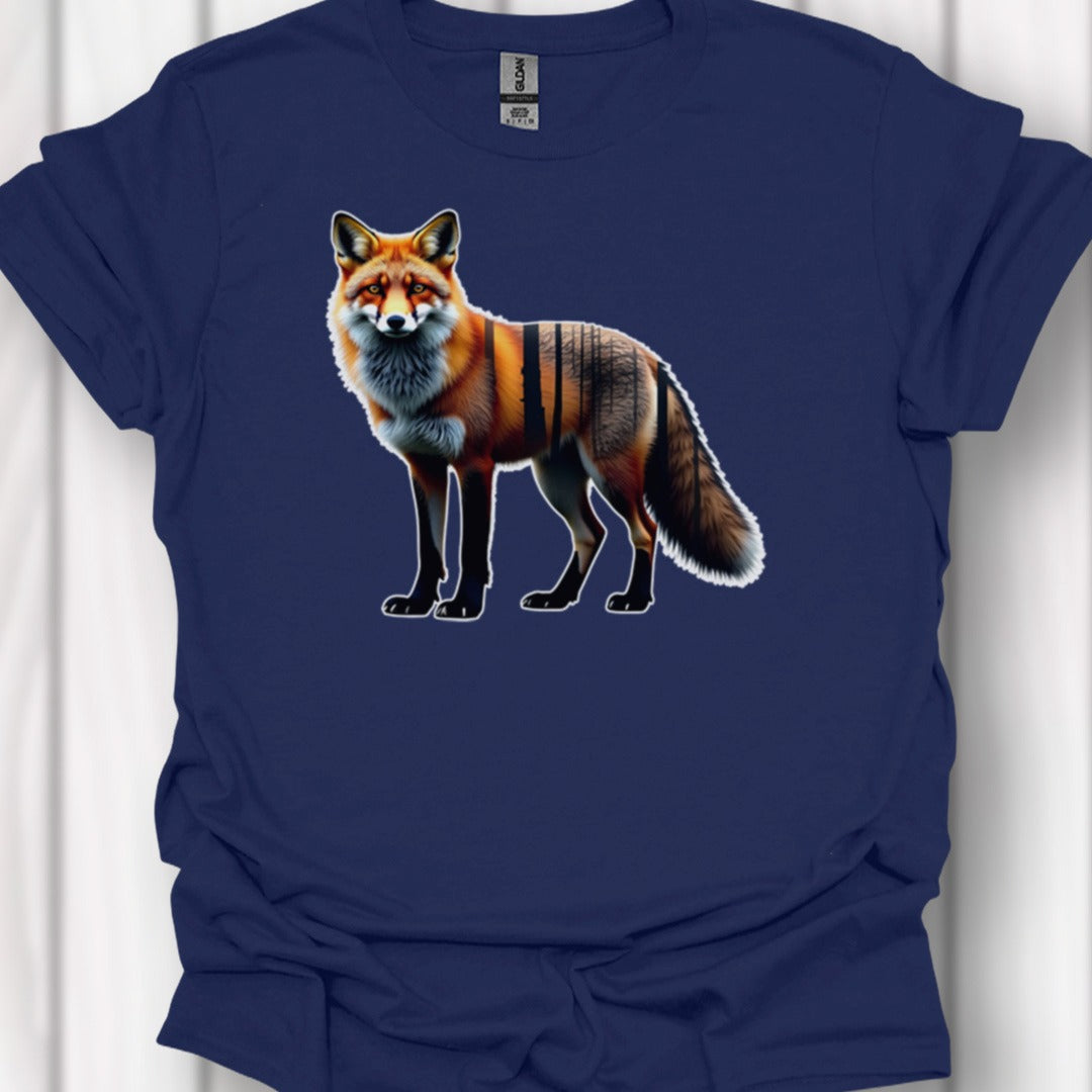 Vos staand double exposure tijdloos T-shirt