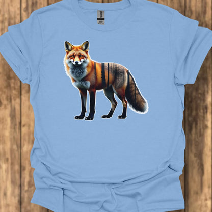 Renard debout double exposition T-shirt tendance 