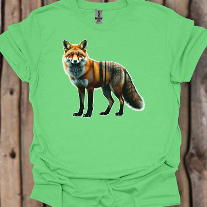 Renard debout double exposition T-shirt tendance 