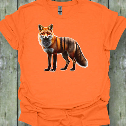 Renard debout double exposition T-shirt tendance 