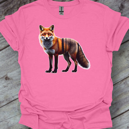 Renard debout double exposition T-shirt tendance 