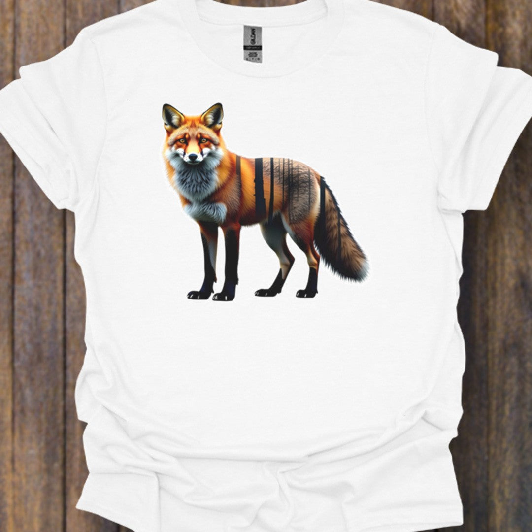 Vos staand double exposure tijdloos T-shirt
