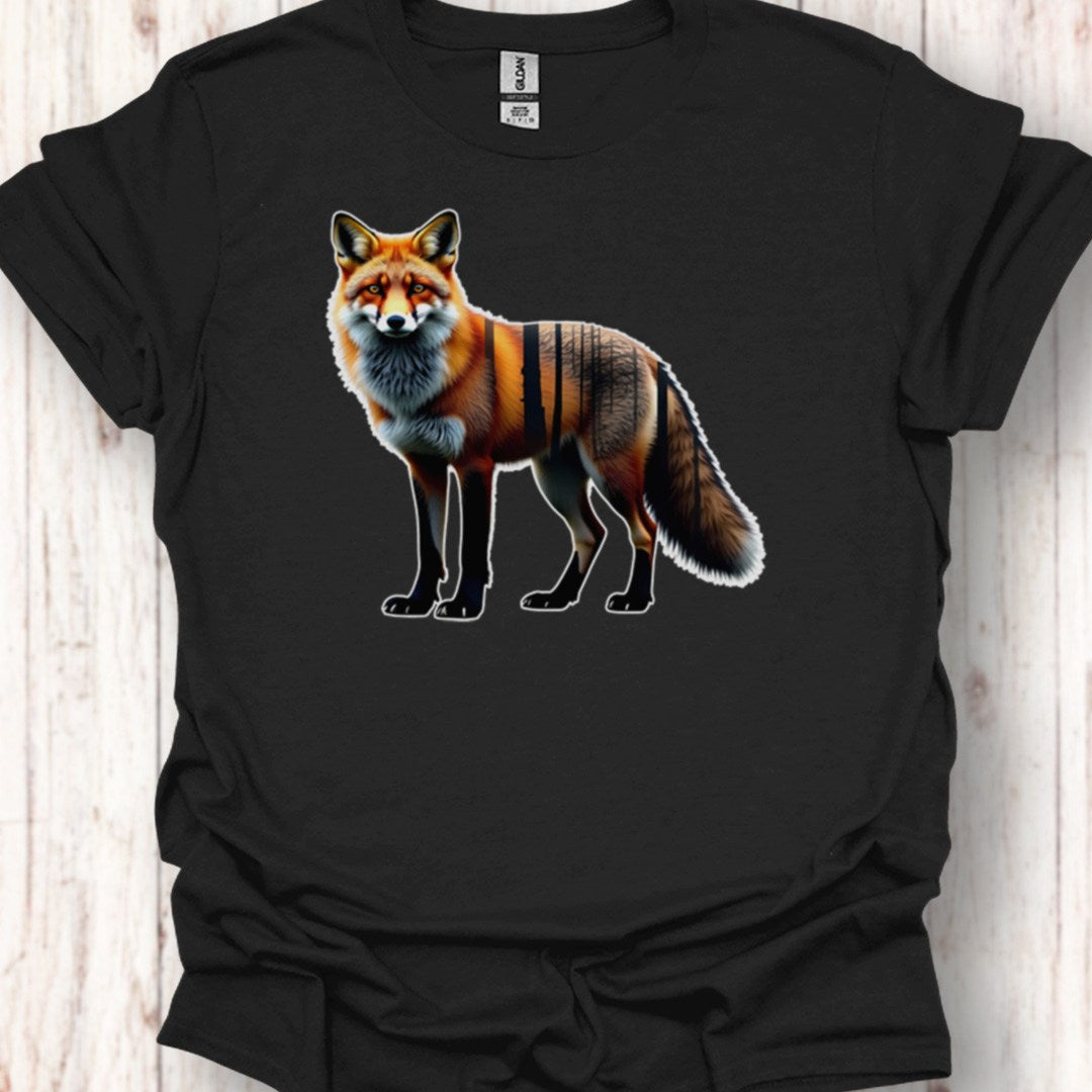 Vos staand double exposure tijdloos T-shirt