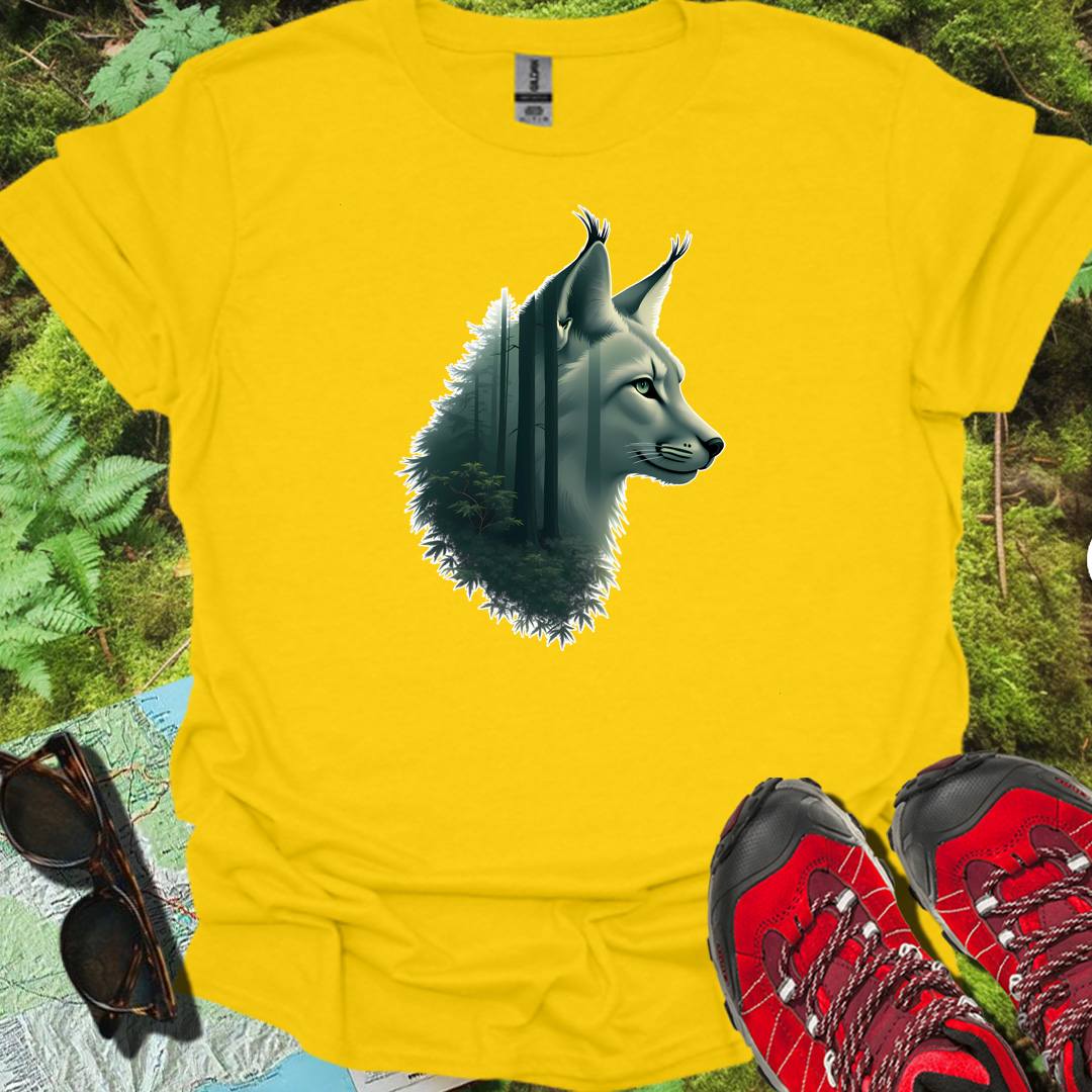 Lynx double exposure trendy T-shirt