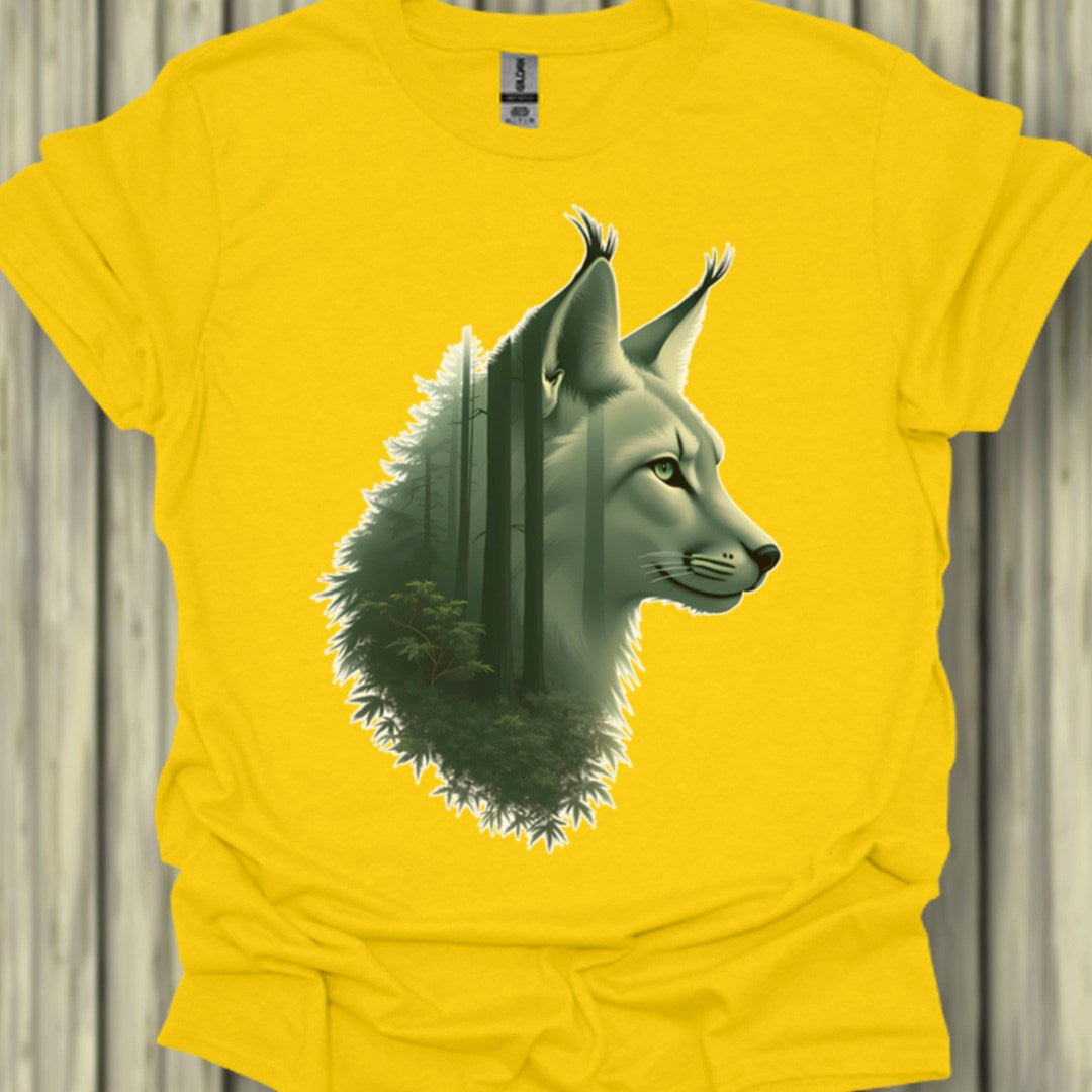 Lynx double exposure trendy T-shirt