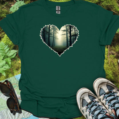 Misty forest heart shape timeless T-shirt