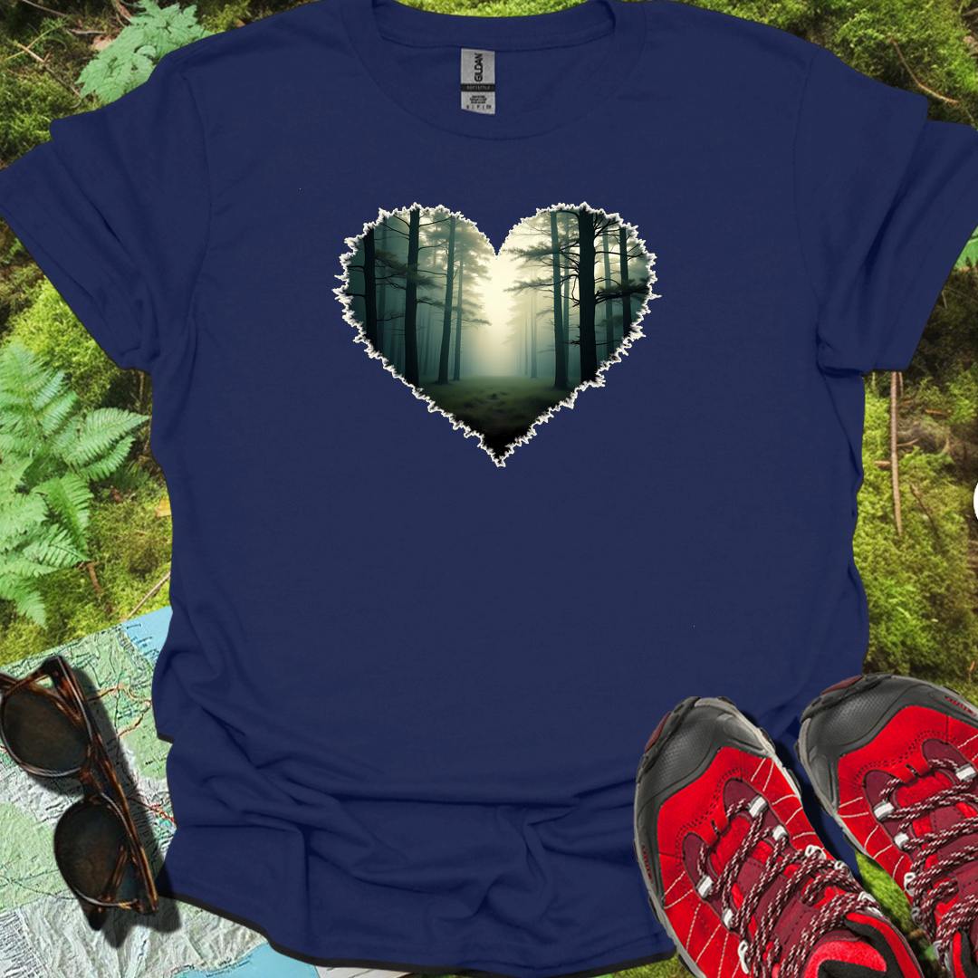 Misty forest heart shape timeless T-shirt