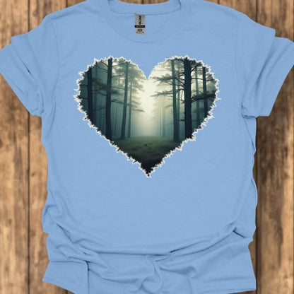 Misty forest heart shape trendy T-shirt