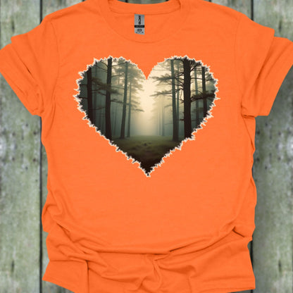 Misty forest heart shape trendy T-shirt