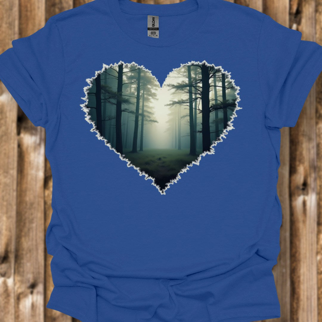 Misty forest heart shape trendy T-shirt