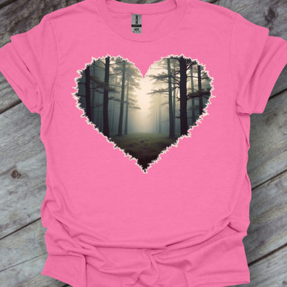 Misty forest heart shape trendy T-shirt