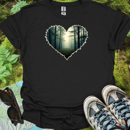 Misty forest heart shape timeless T-shirt