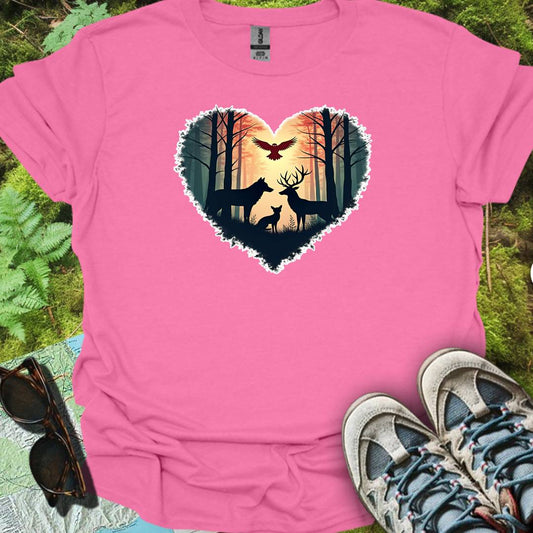 Bosdieren met hartvorm trendy T-shirt