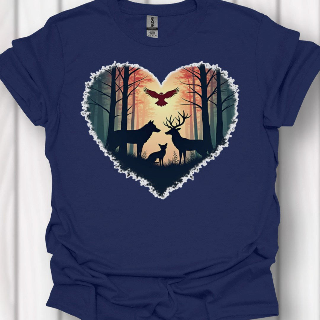 Bosdieren met hartvorm tijdloos T-shirt