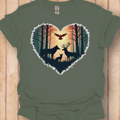 Bosdieren met hartvorm tijdloos T-shirt