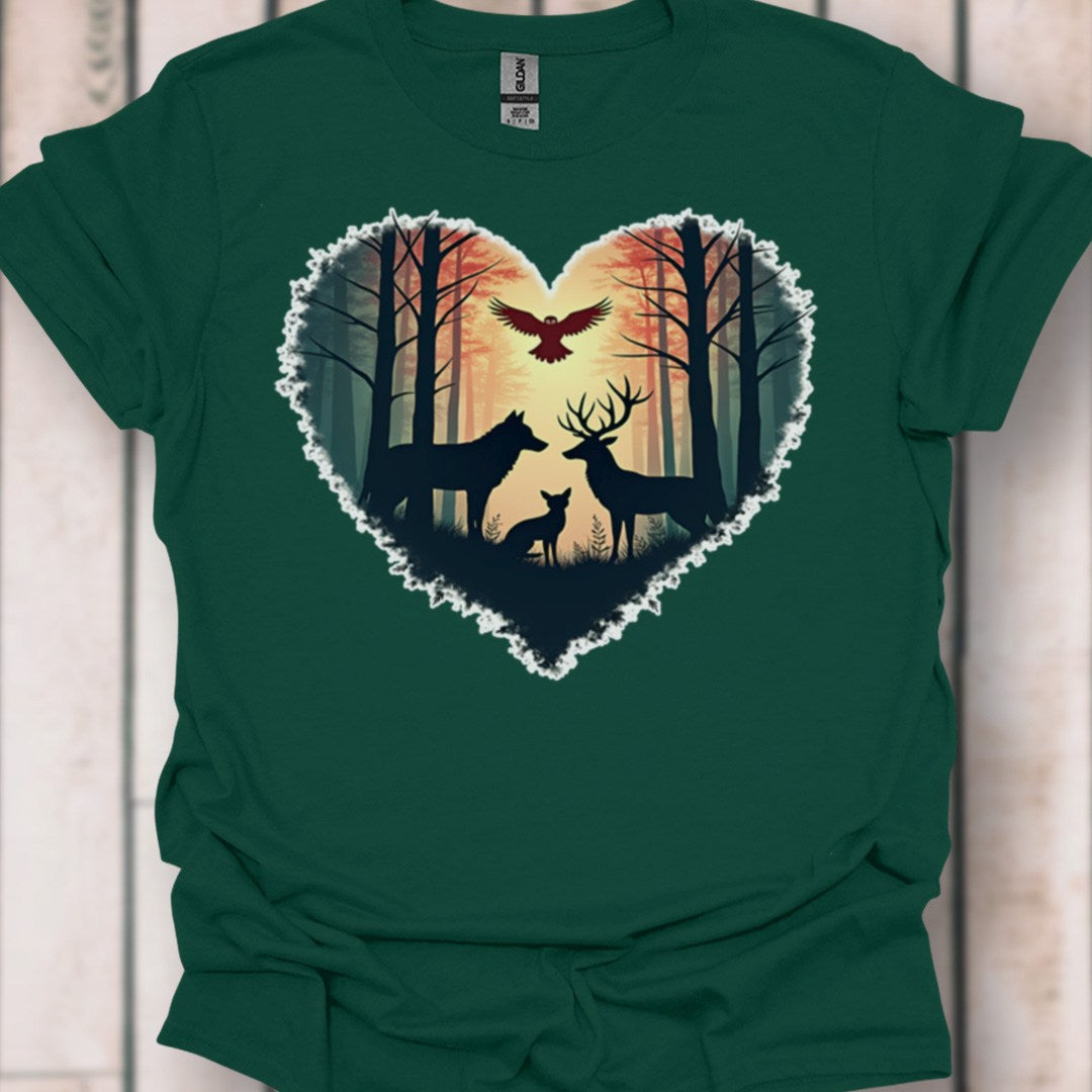 Bosdieren met hartvorm tijdloos T-shirt