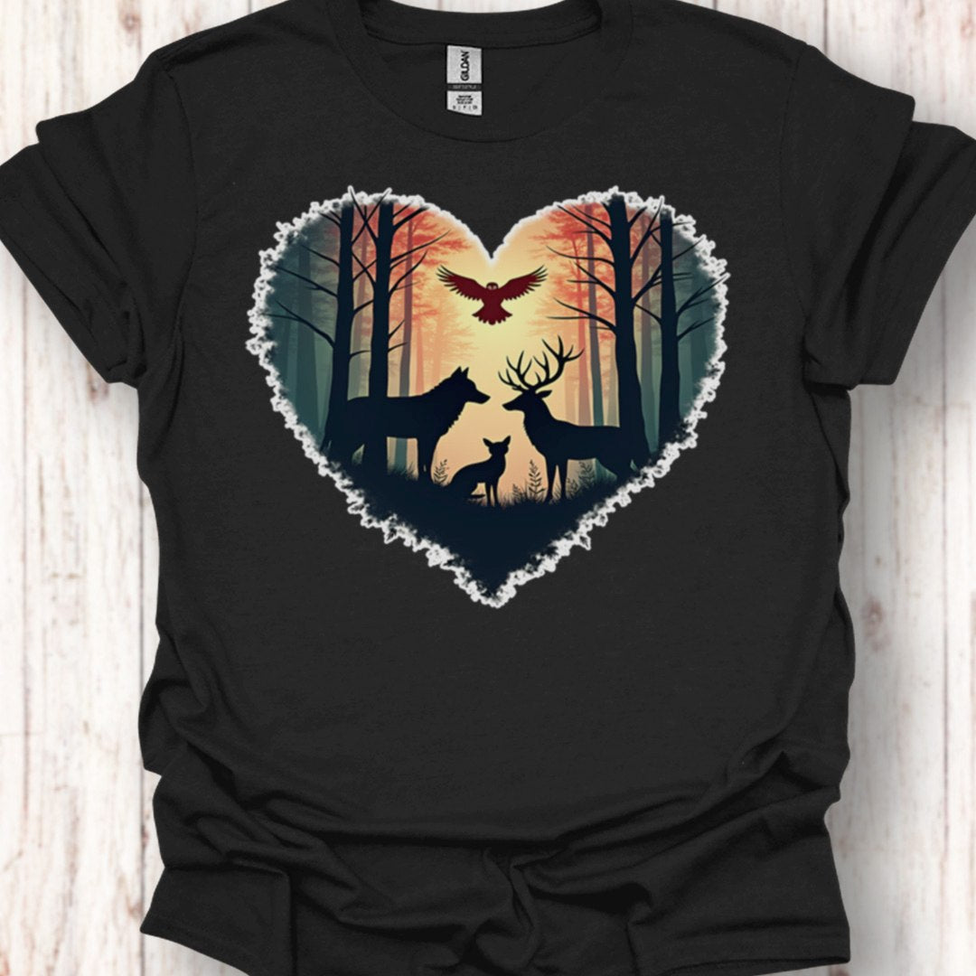 Bosdieren met hartvorm tijdloos T-shirt