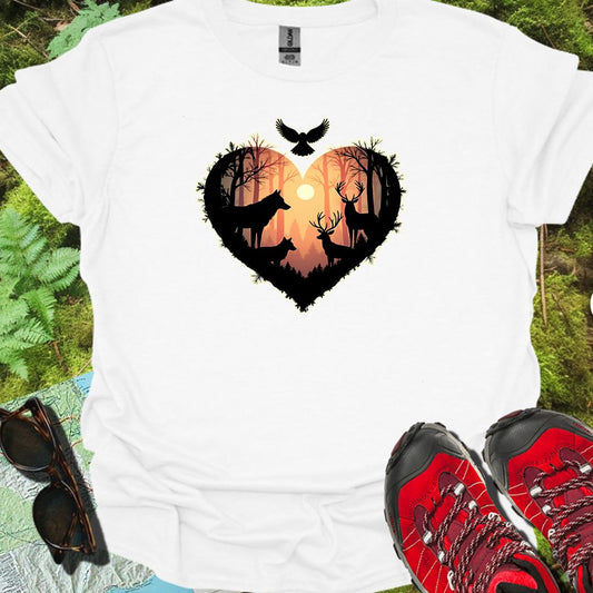 Animaux de la forêt en coeur T-shirt intemporel 