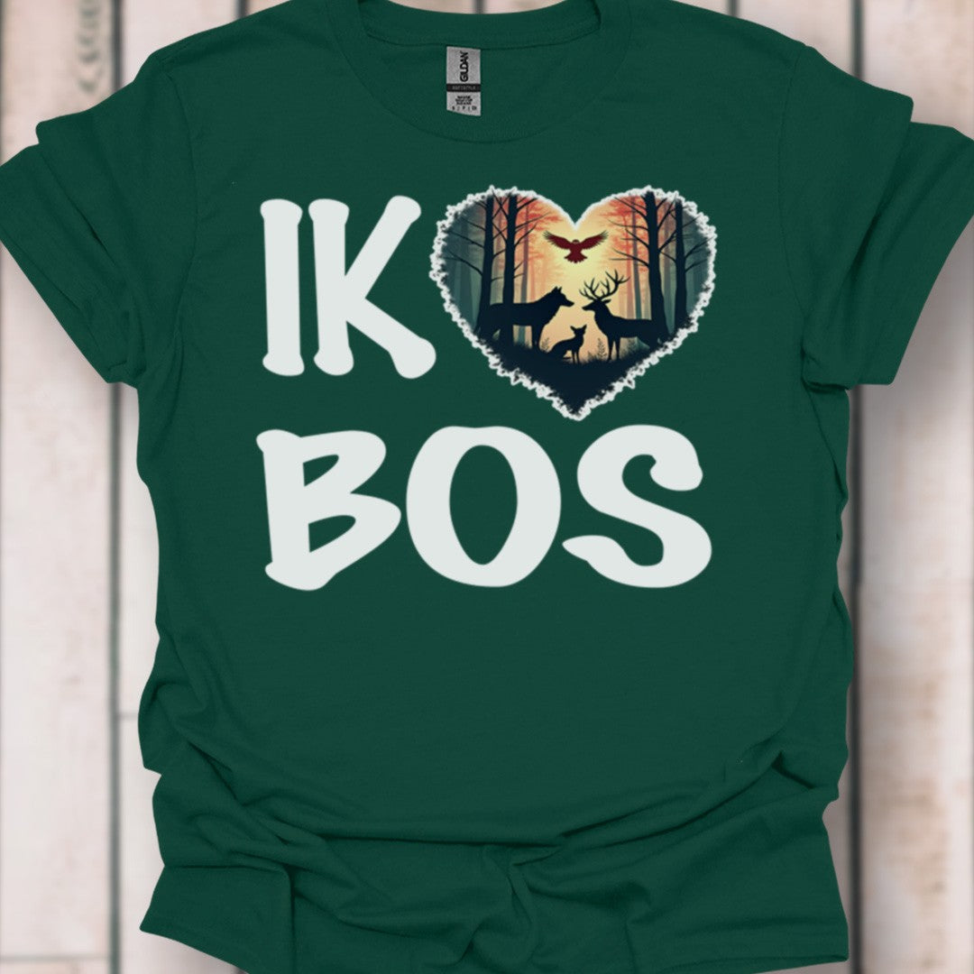 Ik hou van bos wit tijdloos T-shirt
