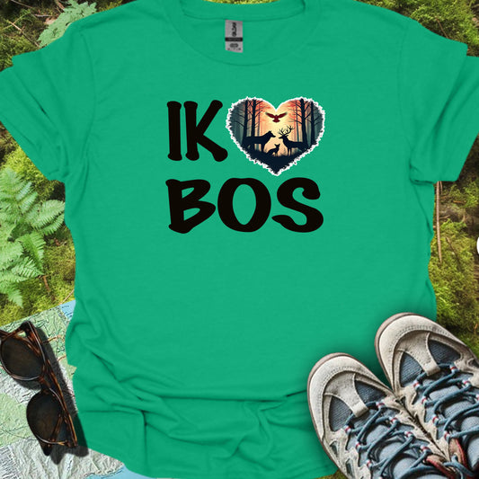 Ik hou van bos zwart trendy T-shirt