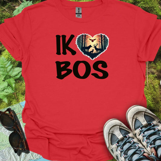 Ik hou van bos zwart trendy T-shirt