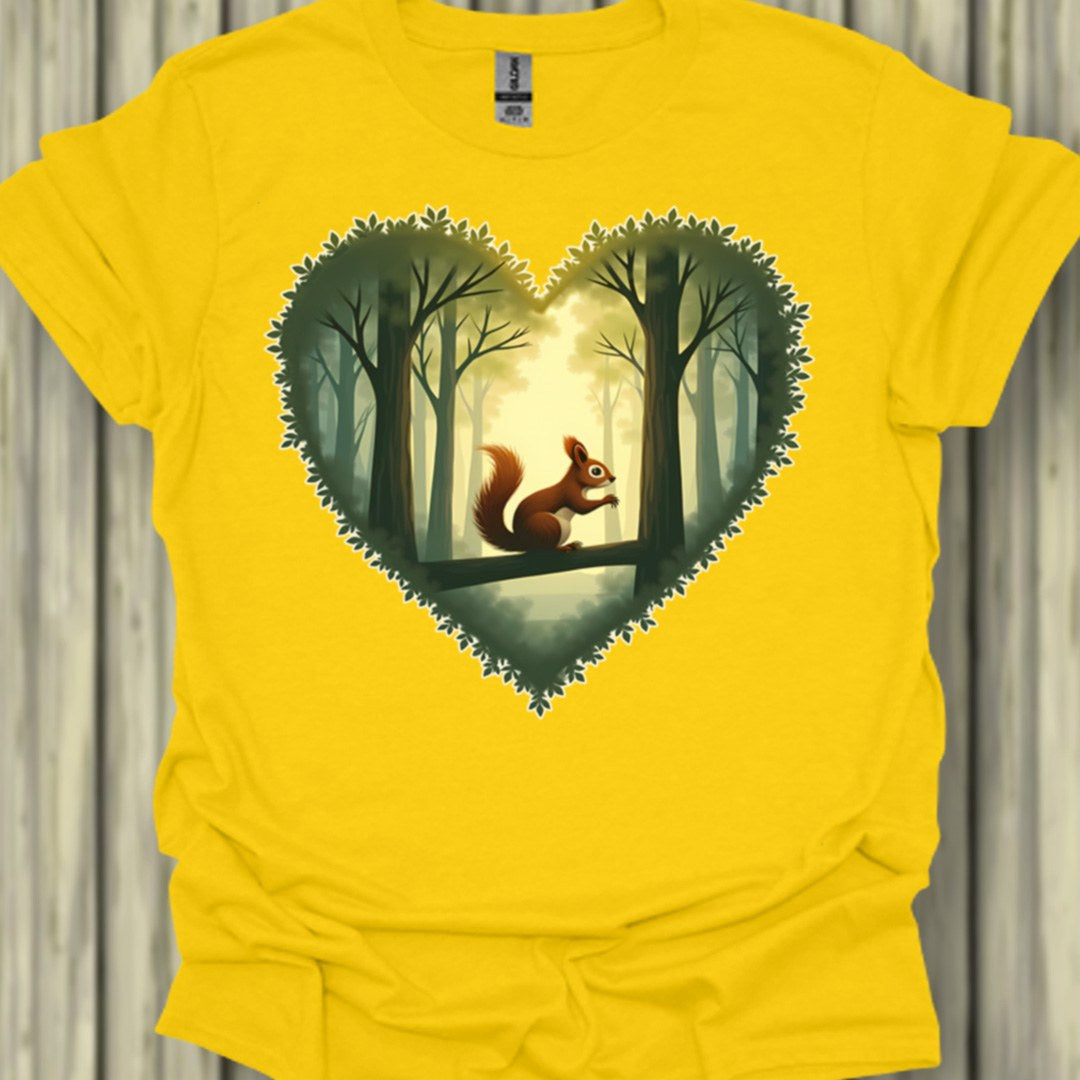 Little squirrel in heart shape trendy T-shirt