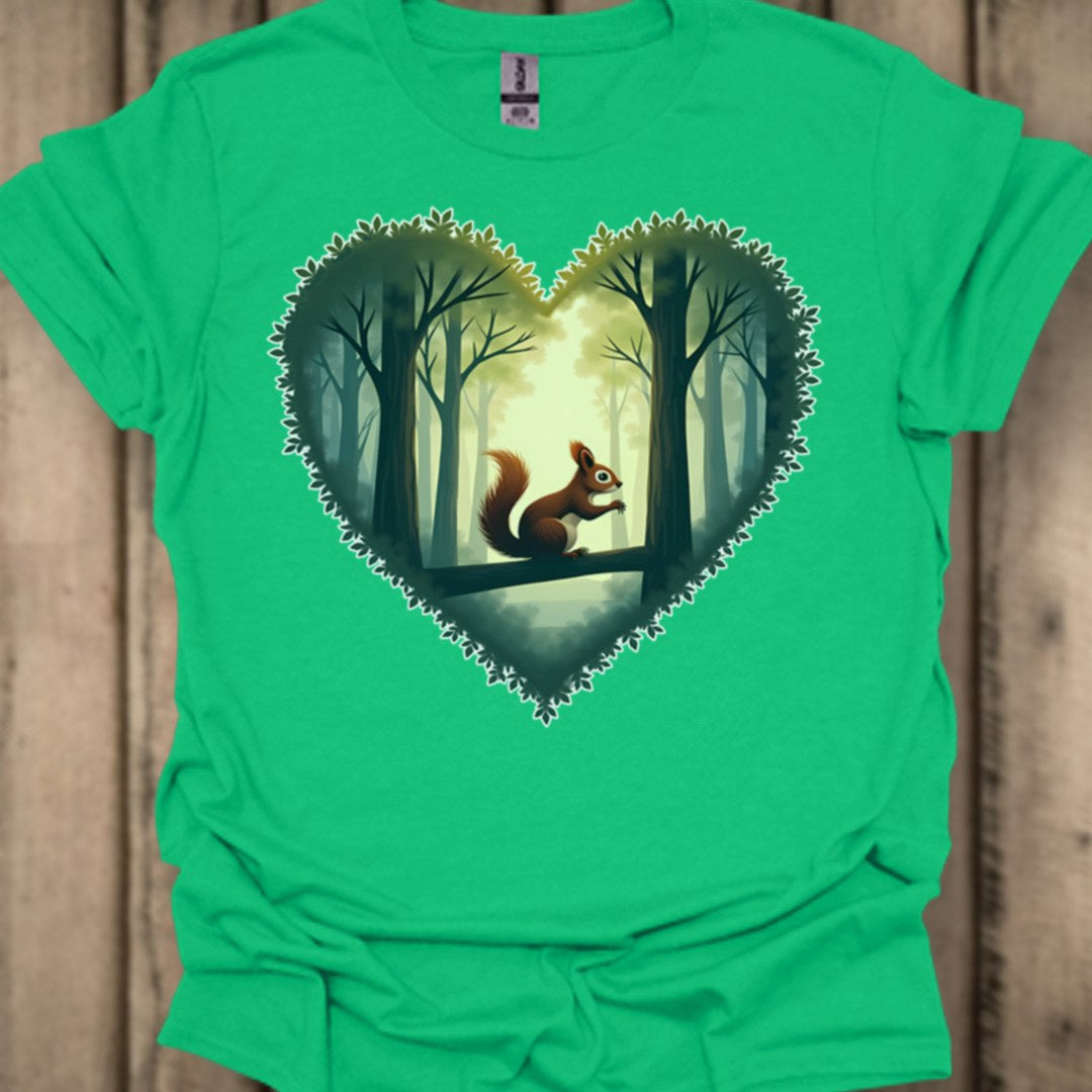 Little squirrel in heart shape trendy T-shirt