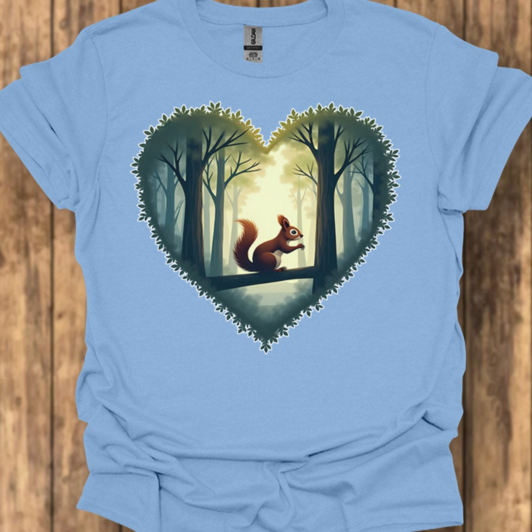 Little squirrel in heart shape trendy T-shirt
