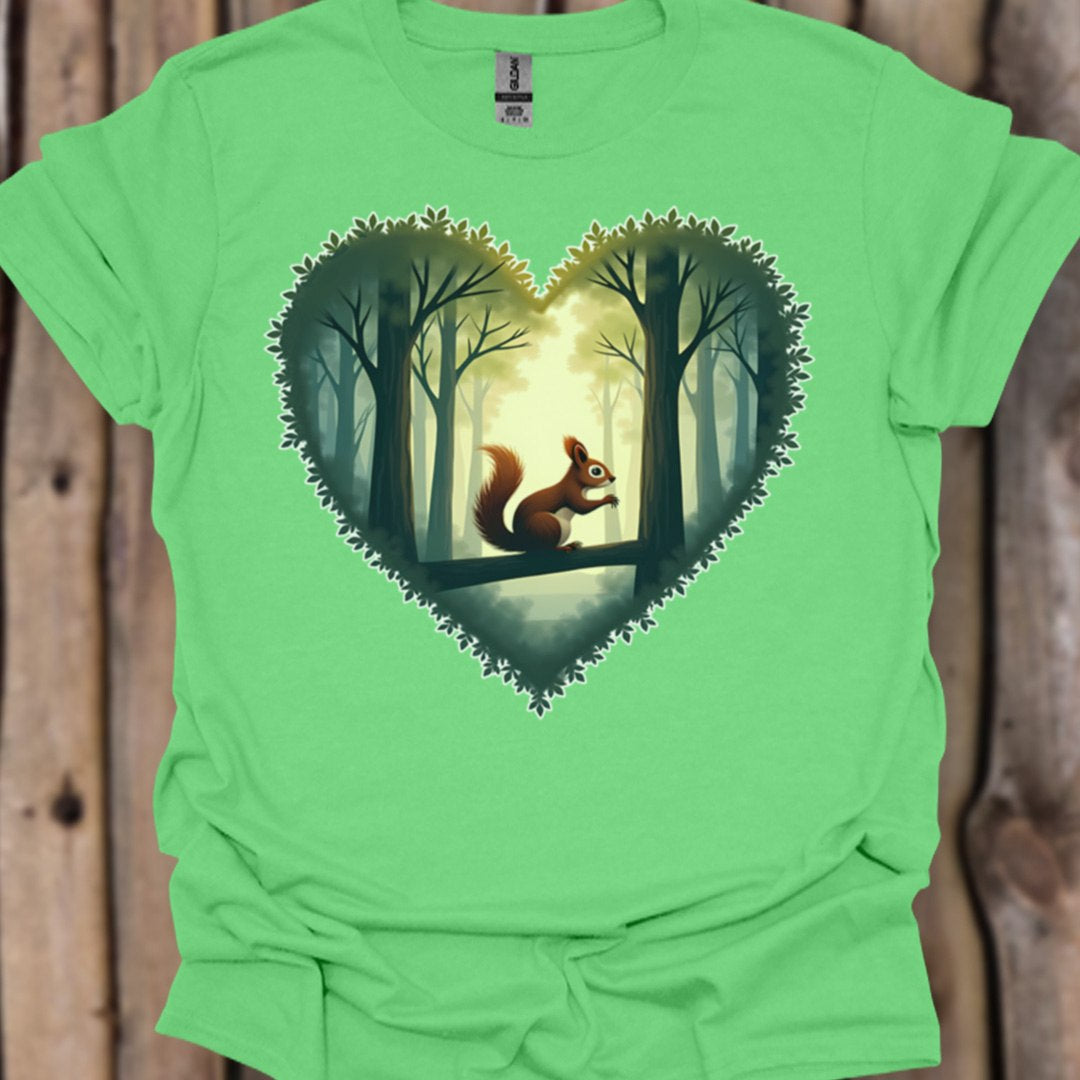 Little squirrel in heart shape trendy T-shirt