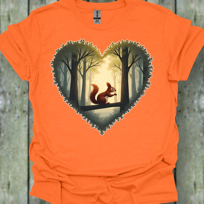 Little squirrel in heart shape trendy T-shirt