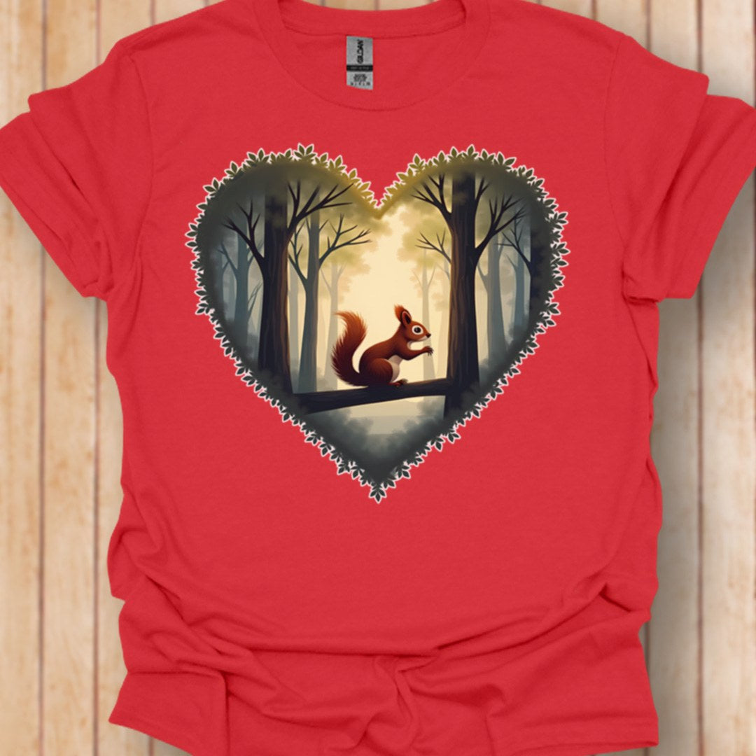 Little squirrel in heart shape trendy T-shirt